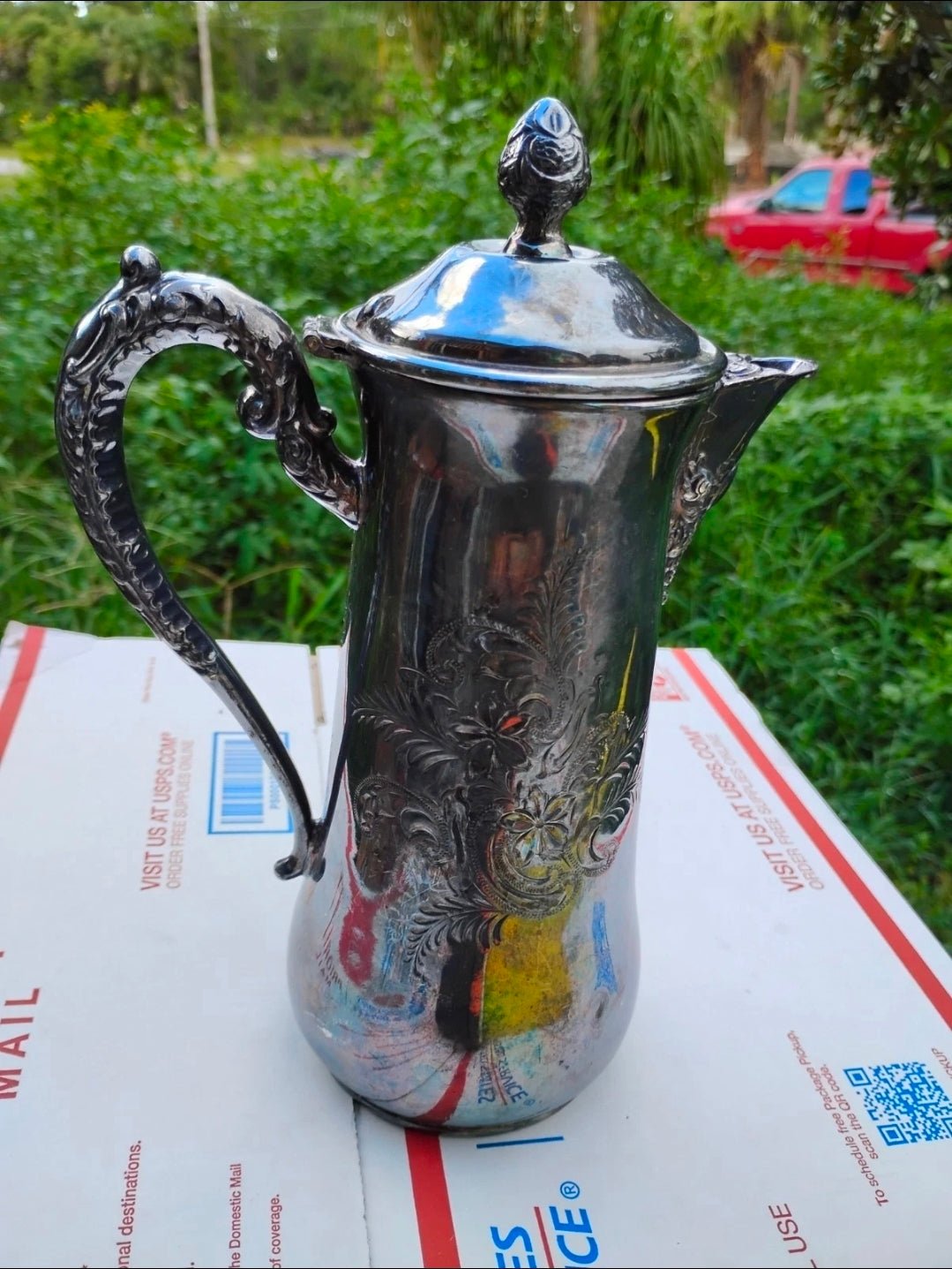 Antique E.G. Webster Silverplate Coffee Pot – Victorian 9" Tall W217 c. 1890 - Workshop & Study