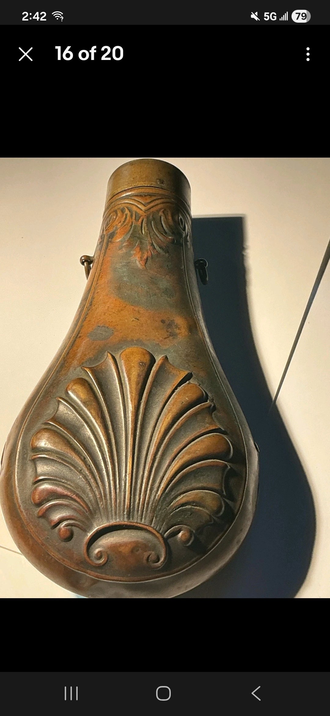 Antique AM Flask & Cap Co Powder Flask – American Copper & Brass – c. 1850s