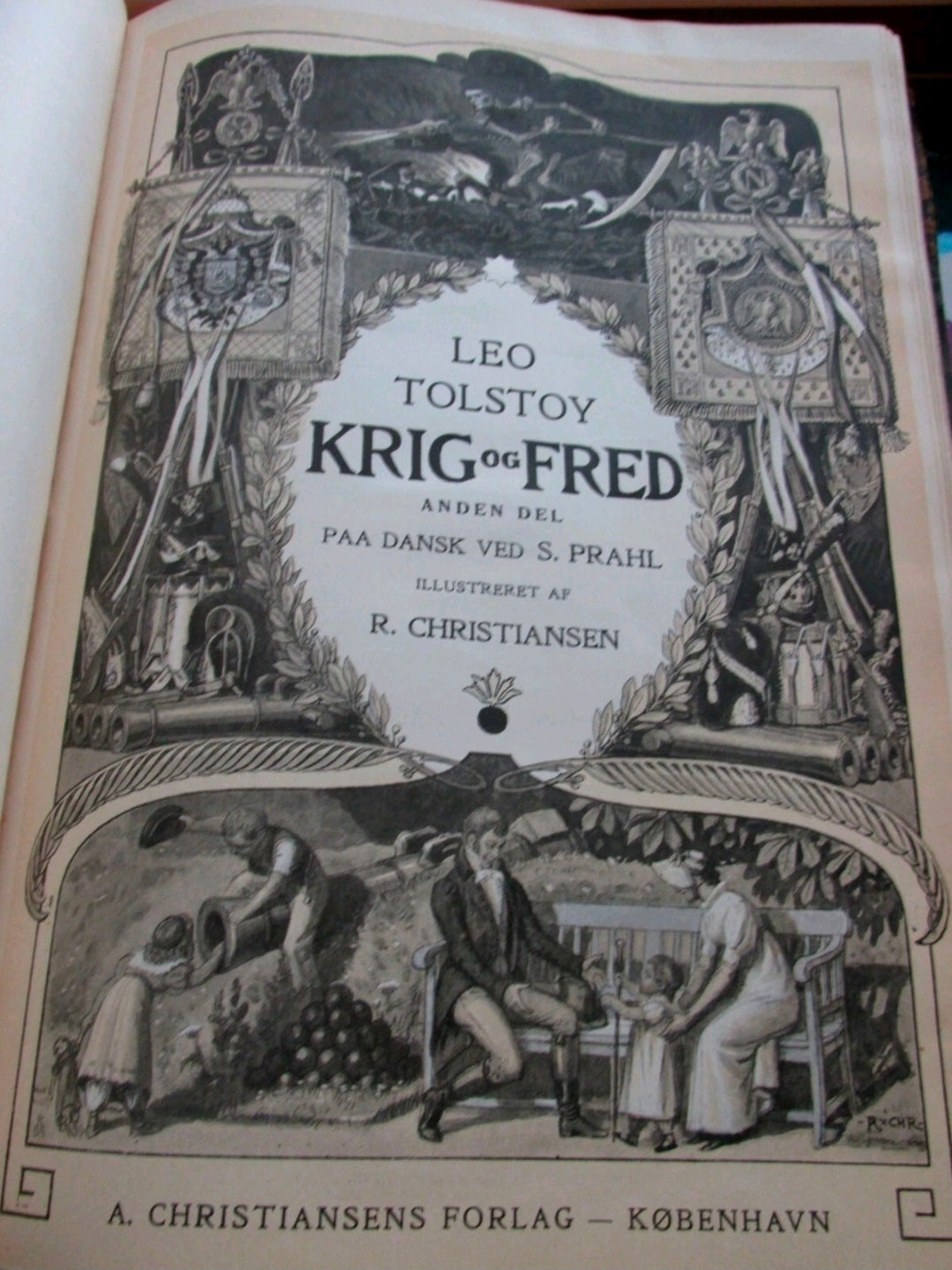Antique Leo Tolstoy War and Peace Danish Krig og Fred Leather Bound 3 volume c1890