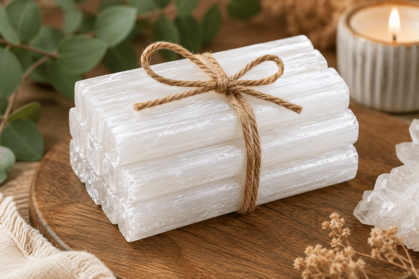 10-Piece Natural Selenite Crystal Stick Bundle (4") – Gift Ready - Workshop & Study