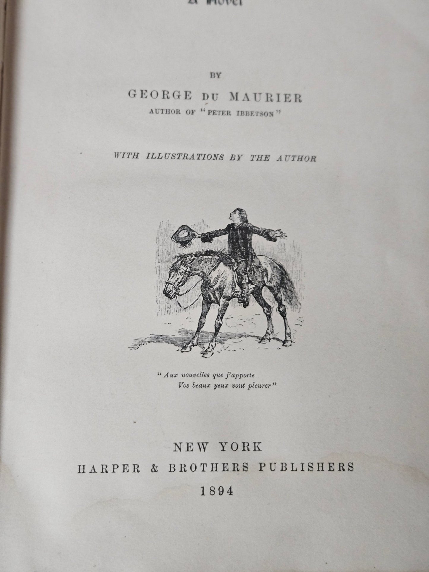 Antique 1894 Trilby by George du Maurier – Illustrated Art Nouveau Cloth Hardcover - Workshop & Study