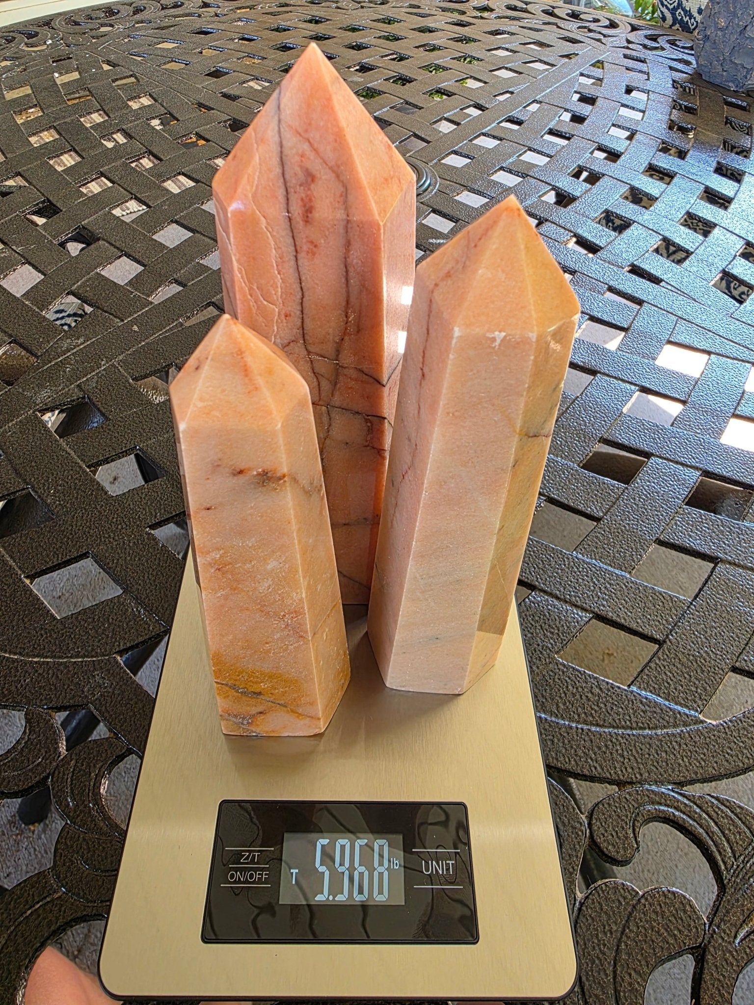 Large Pink Stone Crystal Tower Set | 3 Polished Points | 10", 9" & 8" | 5.96 lbs - Workshop & Study