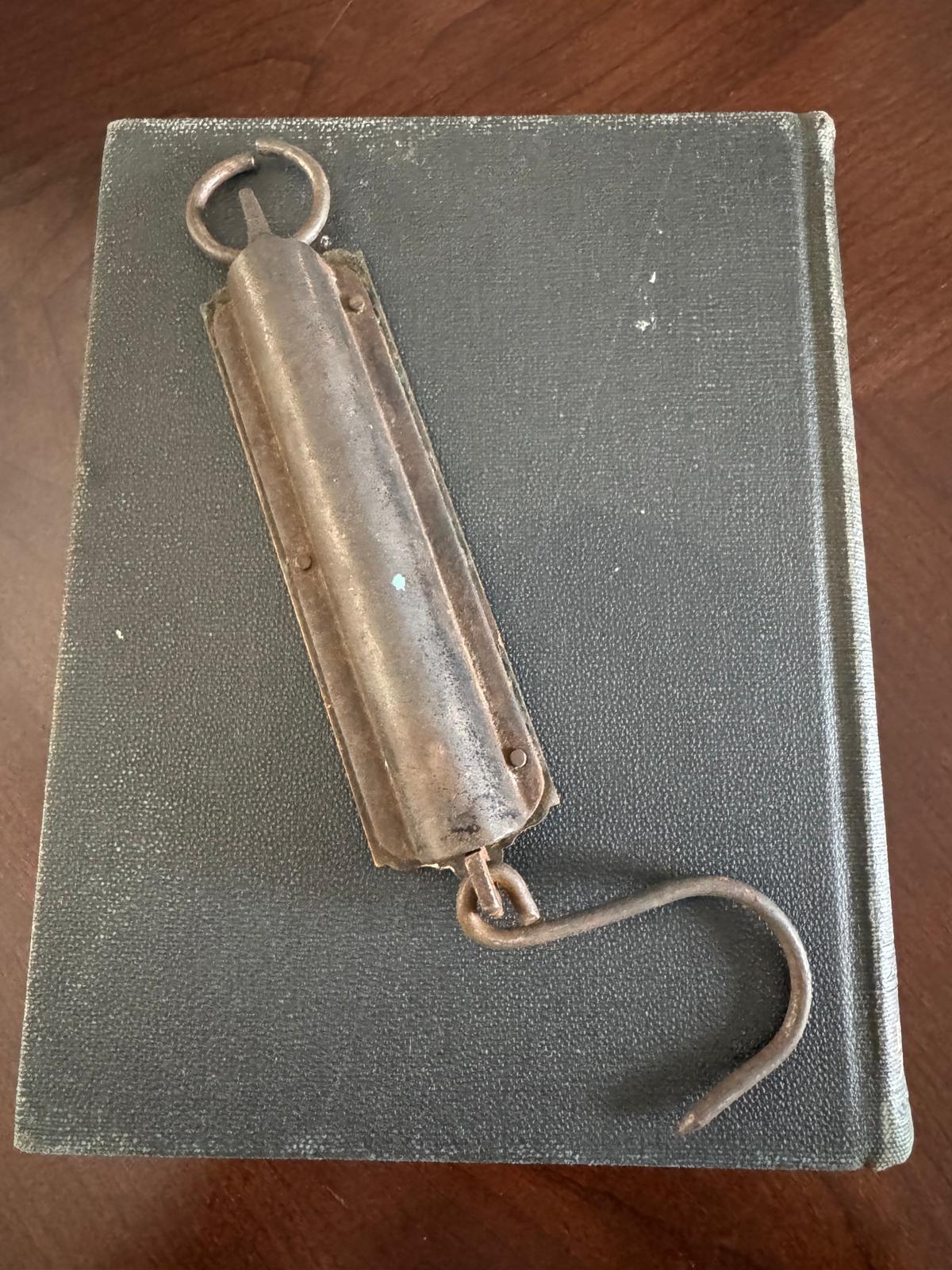 Antique Challenge Spring Balance Scale Pat. Dec 10 1867, Brass Hanging Scale, Primitive Farm Tool