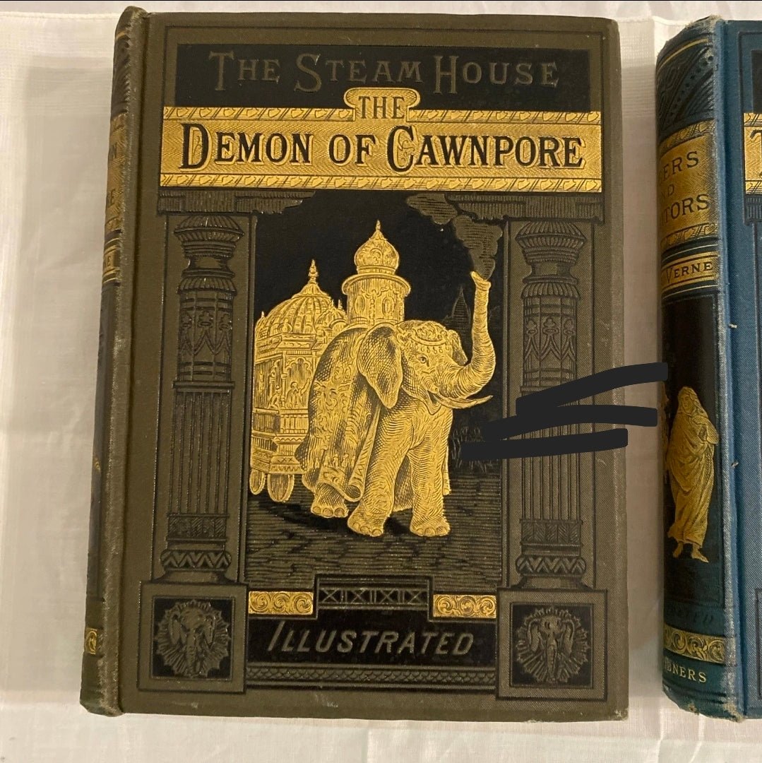 Jules Verne The Steam House 1881 First US Edition 2 Vol Set Maps Illustrated - Workshop & Study