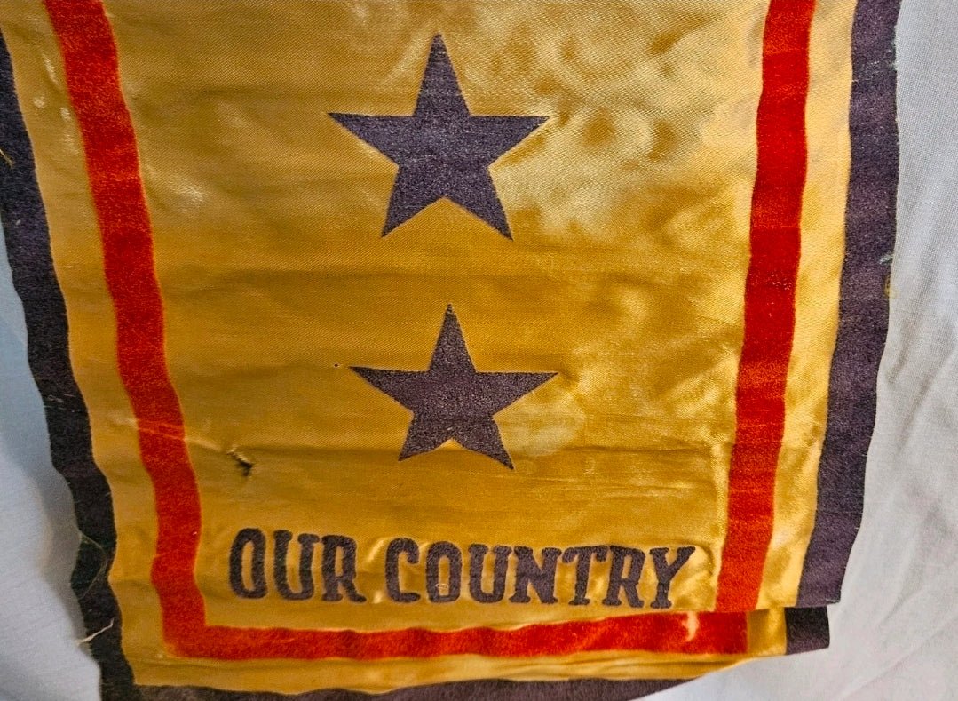 World War I Patriotic Silk Textile Set – “Serving Our Country” Banner & “Remember Me” Pillow Cover (c. 1917–1919) - Workshop & Study