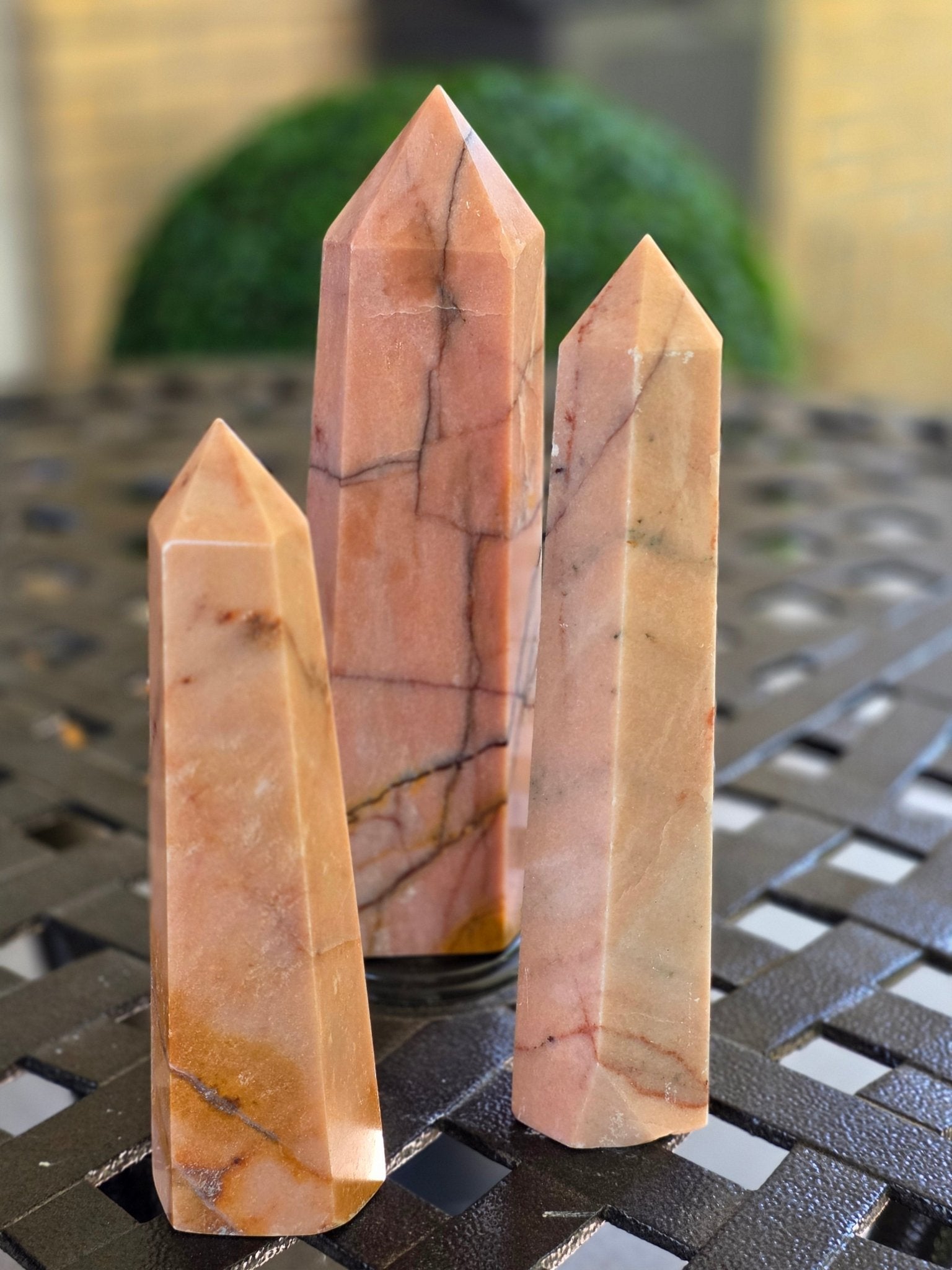 Large Pink Stone Crystal Tower Set | 3 Polished Points | 10", 9" & 8" | 5.96 lbs - Workshop & Study