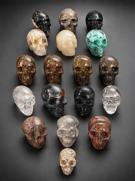 Hand Carved Crystal Skull | Choose Your Exact Skull | Natural Gemstone | 3" Approx | You Pick the Exact Piece - Workshop & Study
