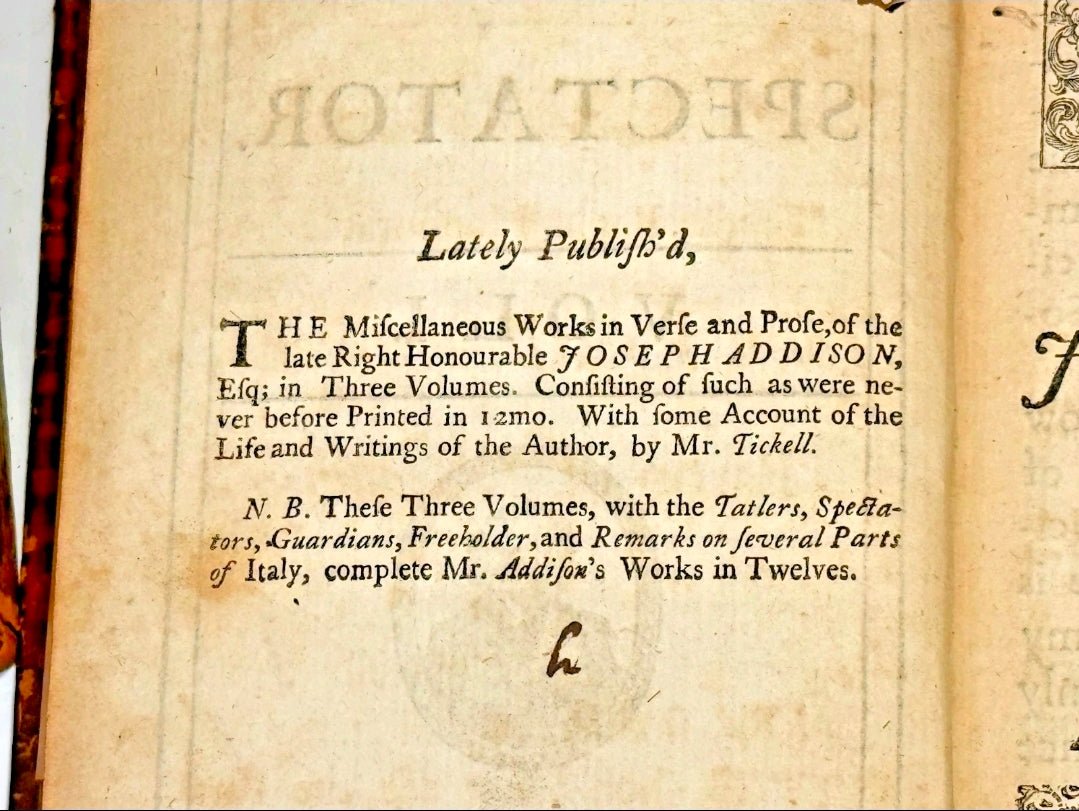 The Spectator – Eleventh Edition, 1733 Complete Eight-Volume Set Antique Collectible - Workshop & Study