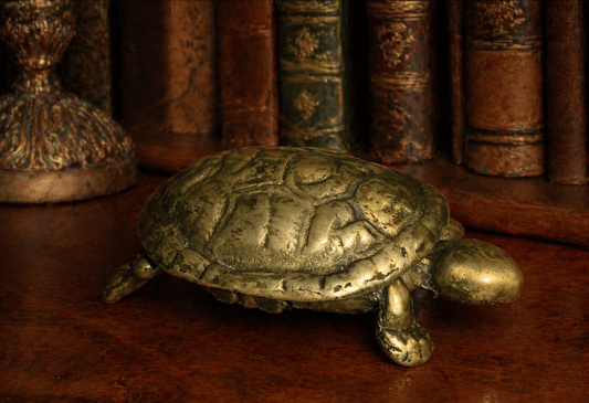 Vintage Brass Turtle Trinket Box – Hinged Lid – Jewelry Box – Natural Patina – Animal Keepsake Decor - Workshop & Study