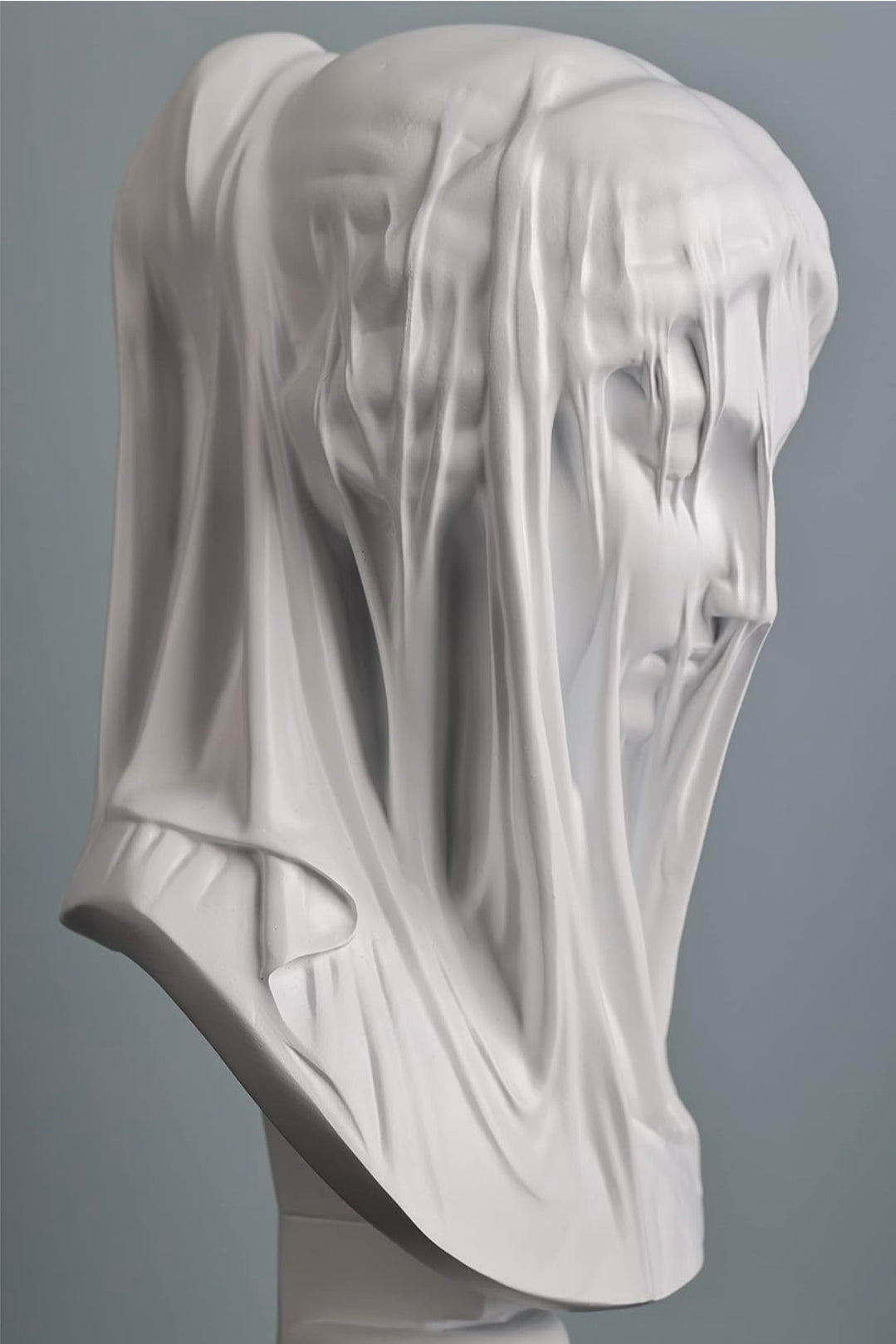 Veiled Lady Bust Statue White Marble Look Sculpture Classical Greek Roman Home Decor