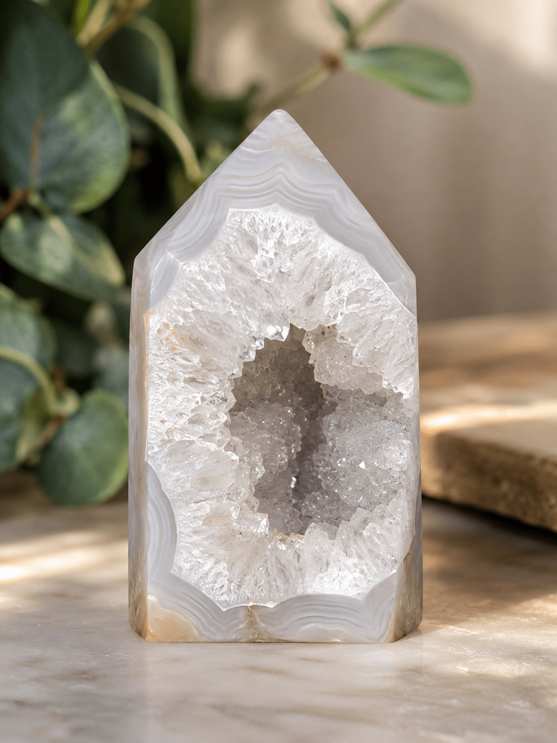 Natural Druzy Agate Tower Crystal Point 2.5–3.5" Polished Random Pull - Workshop & Study