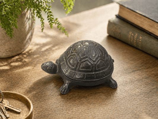 Vintage Cast Metal Turtle Trinket Box with Lid Jewelry Trinket Box Dish Decor - Workshop & Study