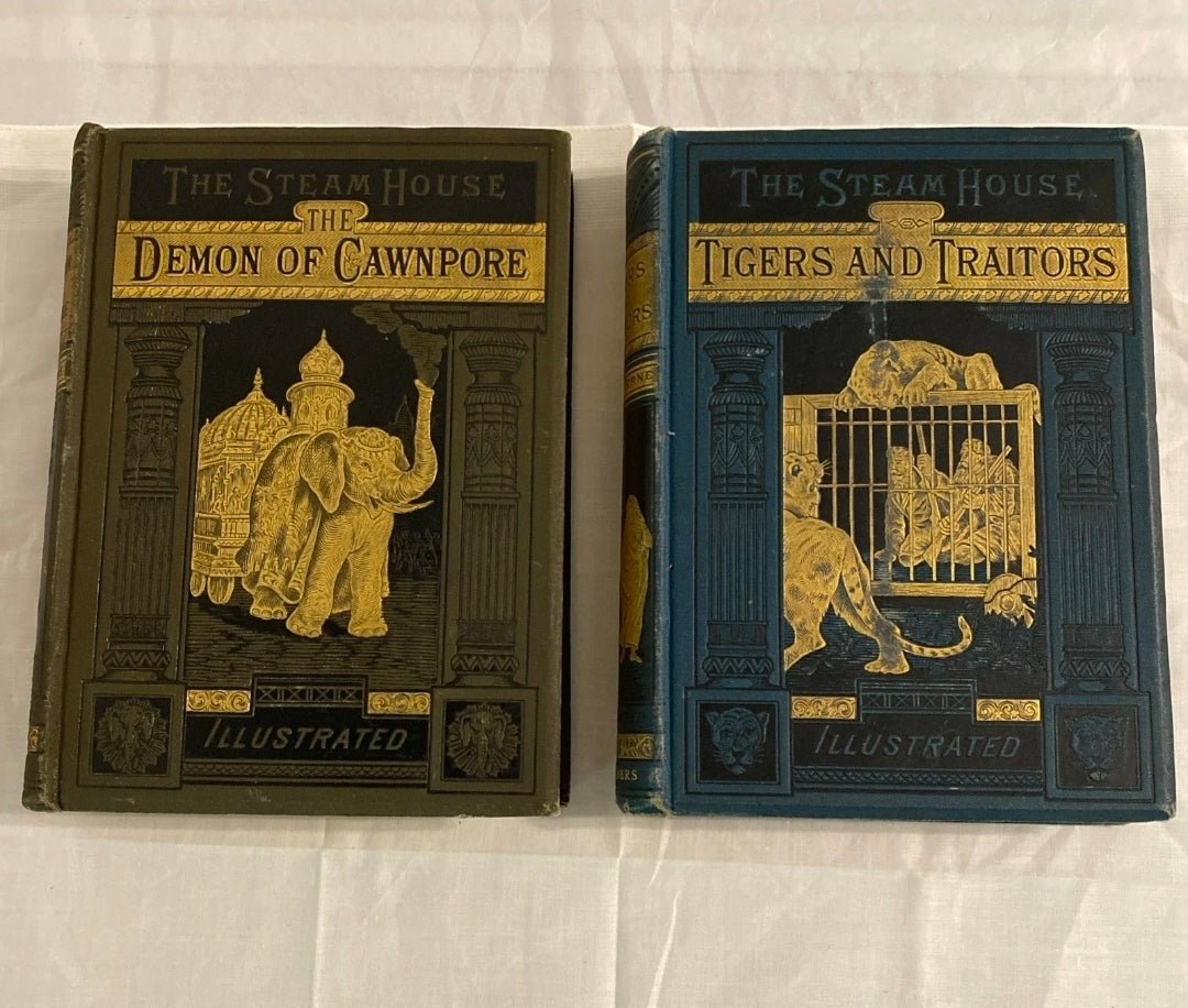 Jules Verne The Steam House 1881 First US Edition 2 Vol Set Maps Illustrated - Workshop & Study