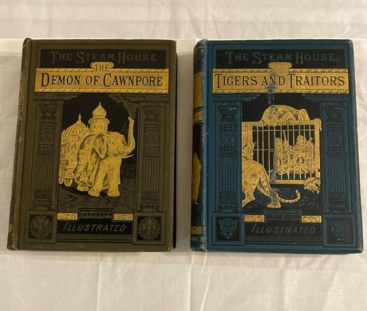 Jules Verne The Steam House 1881 First US Edition 2 Vol Set Maps Illustrated - Workshop & Study