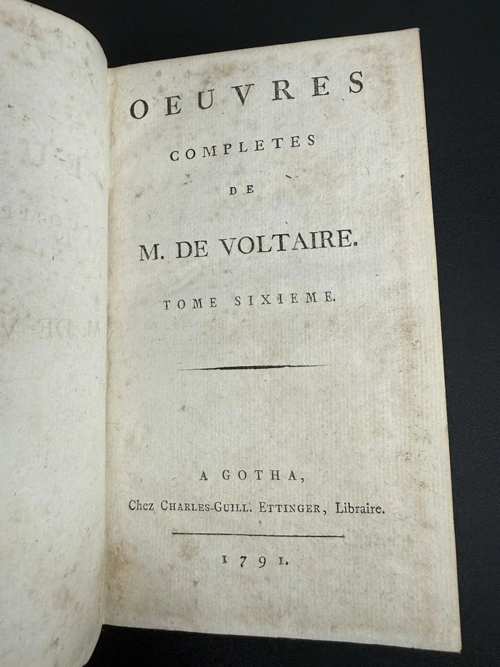 1791 Complete Works of Voltaire, Tome VI – Theatre Complet – Antique French Leather Book - Workshop & Study