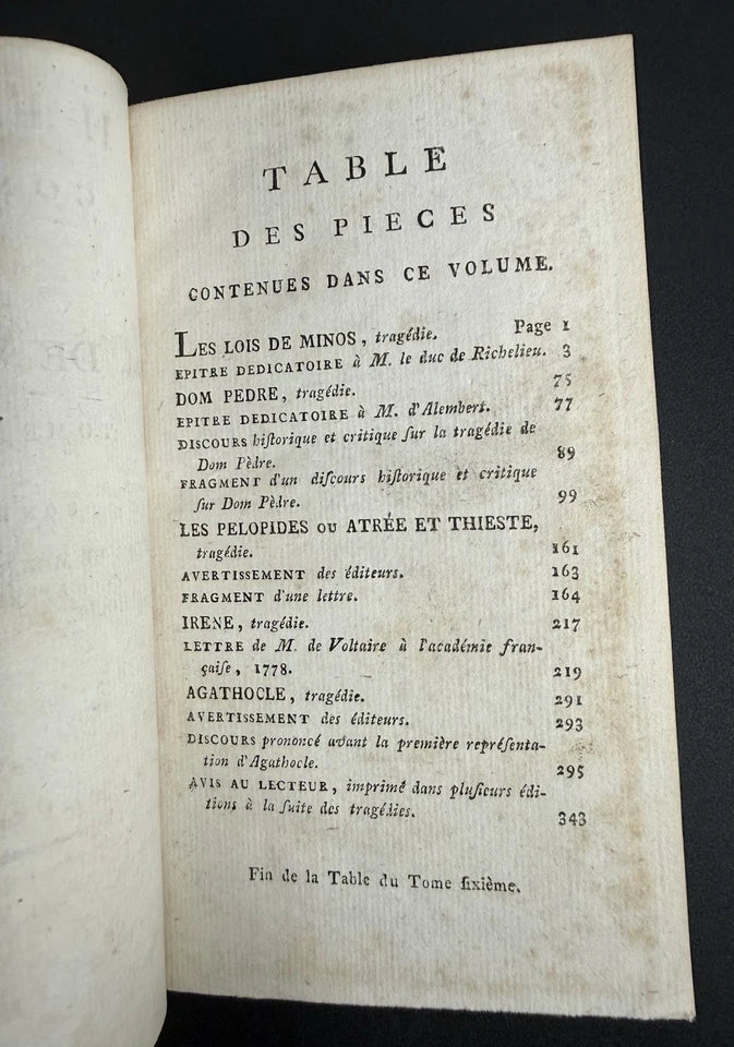 1791 Complete Works of Voltaire, Tome VI – Theatre Complet – Antique French Leather Book - Workshop & Study