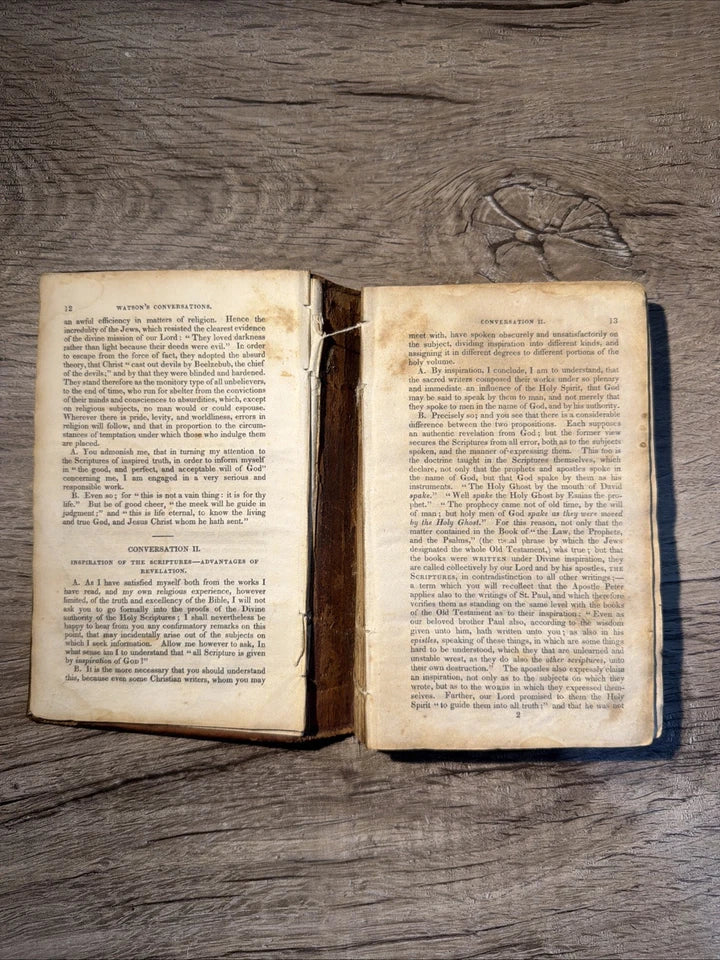 1832 Conversations for the Young by Richard Watson – Antique Christian Bible Study Book