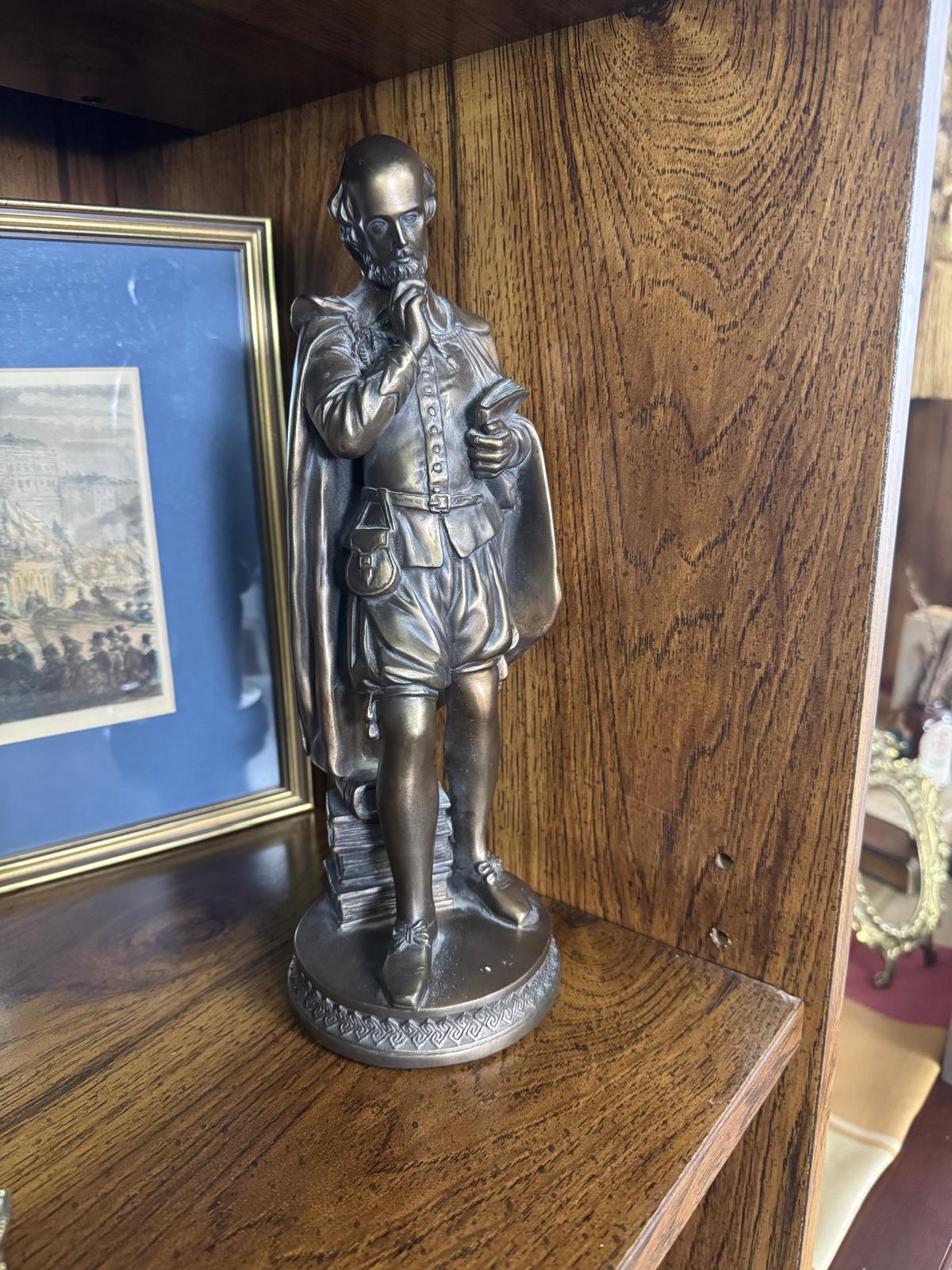 Vintage William Shakespeare Cast Metal Statue | Library & Study Desk Figurine - Workshop & Study