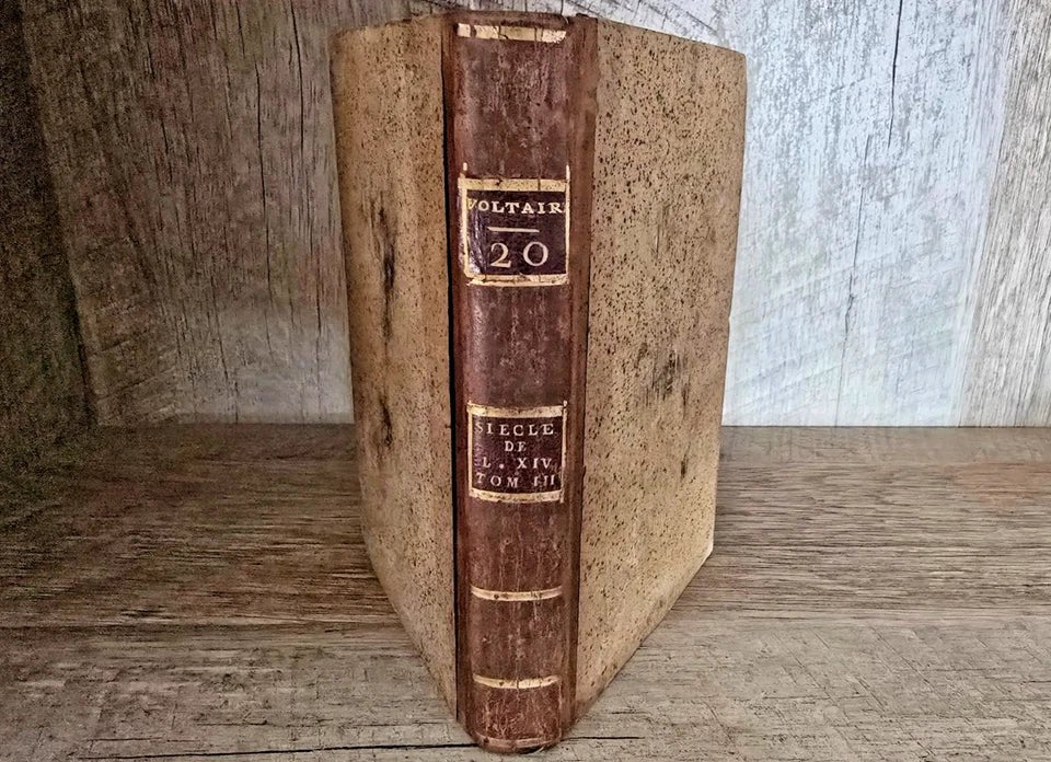 1791 Complete Works of Voltaire, Tome XX – Antique French Leather Book, Enlightenment Era - Workshop & Study